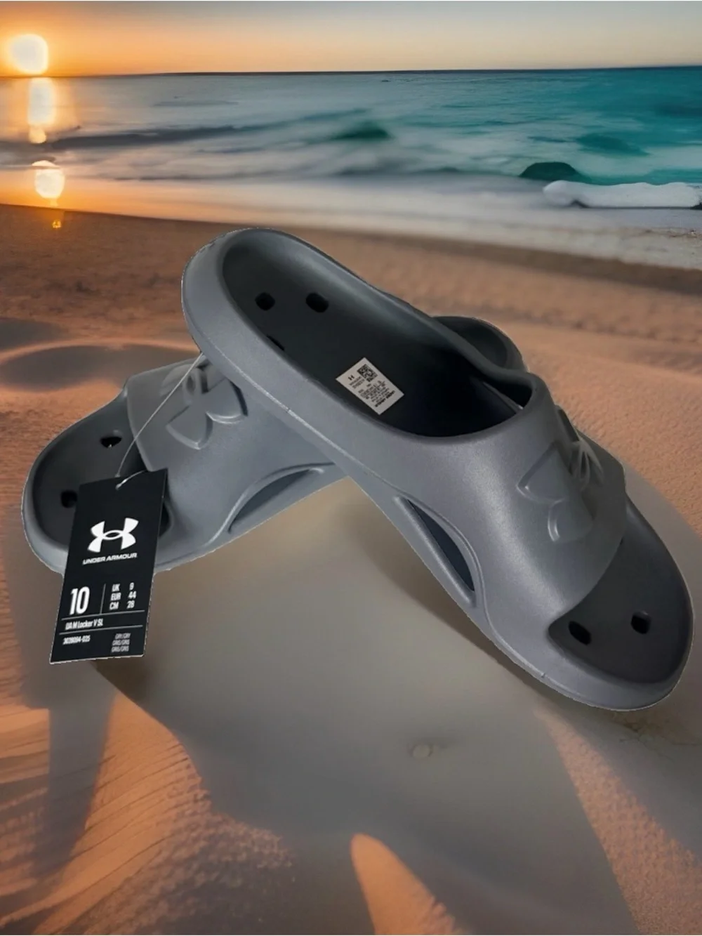 Under Armour Men's Size 10 Locker V Slide Sandals. Castlerock Grey. NWT
